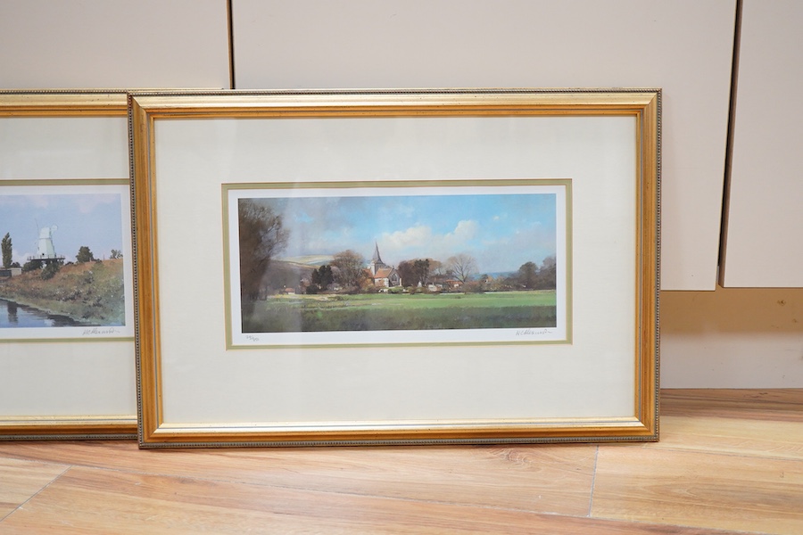 Matthew Alexander (b.1953), ‘The Mill, Rye, Sussex’, ‘Alfriston Church, Sussex’ and ‘Langstone Tide Mill, Hampshire’, set of three colour prints, each signed in pencil and limited edition of 850, together with a limited